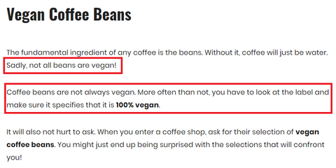 vegan coffee scam